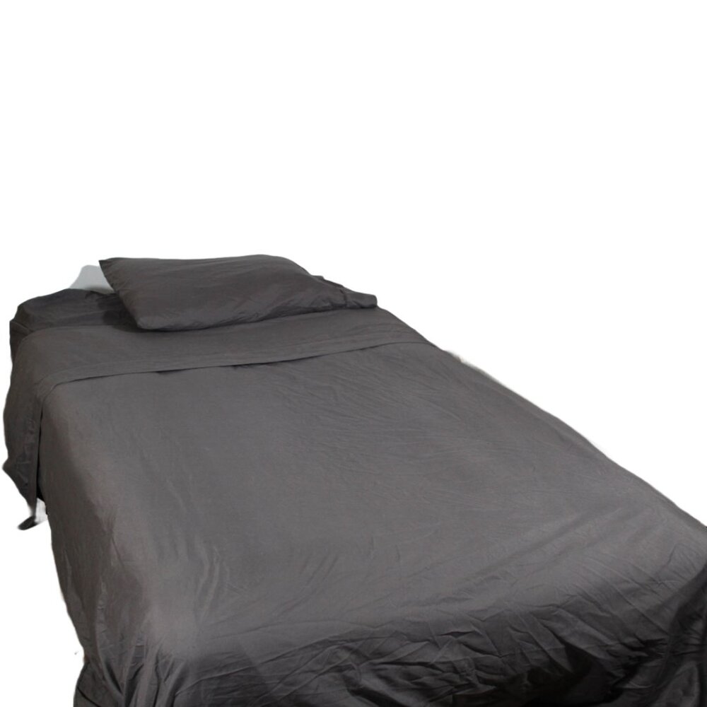 Dark Grey Chrome Queen Size Sheet Set 100% Polyester
